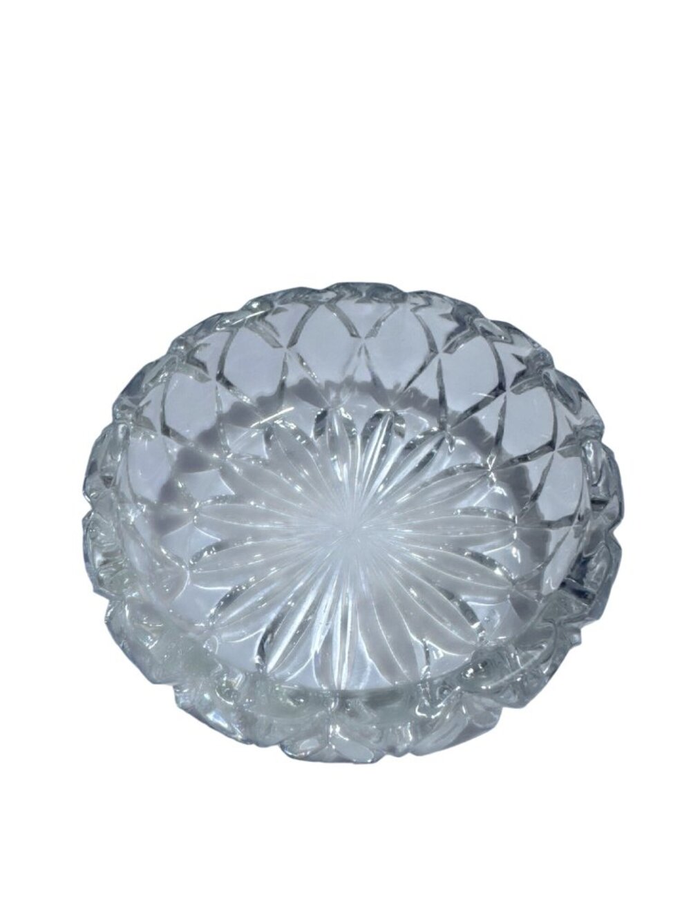Decorative Cut Glass Bowl 5 Inch Width Clear Textured Design Glassware